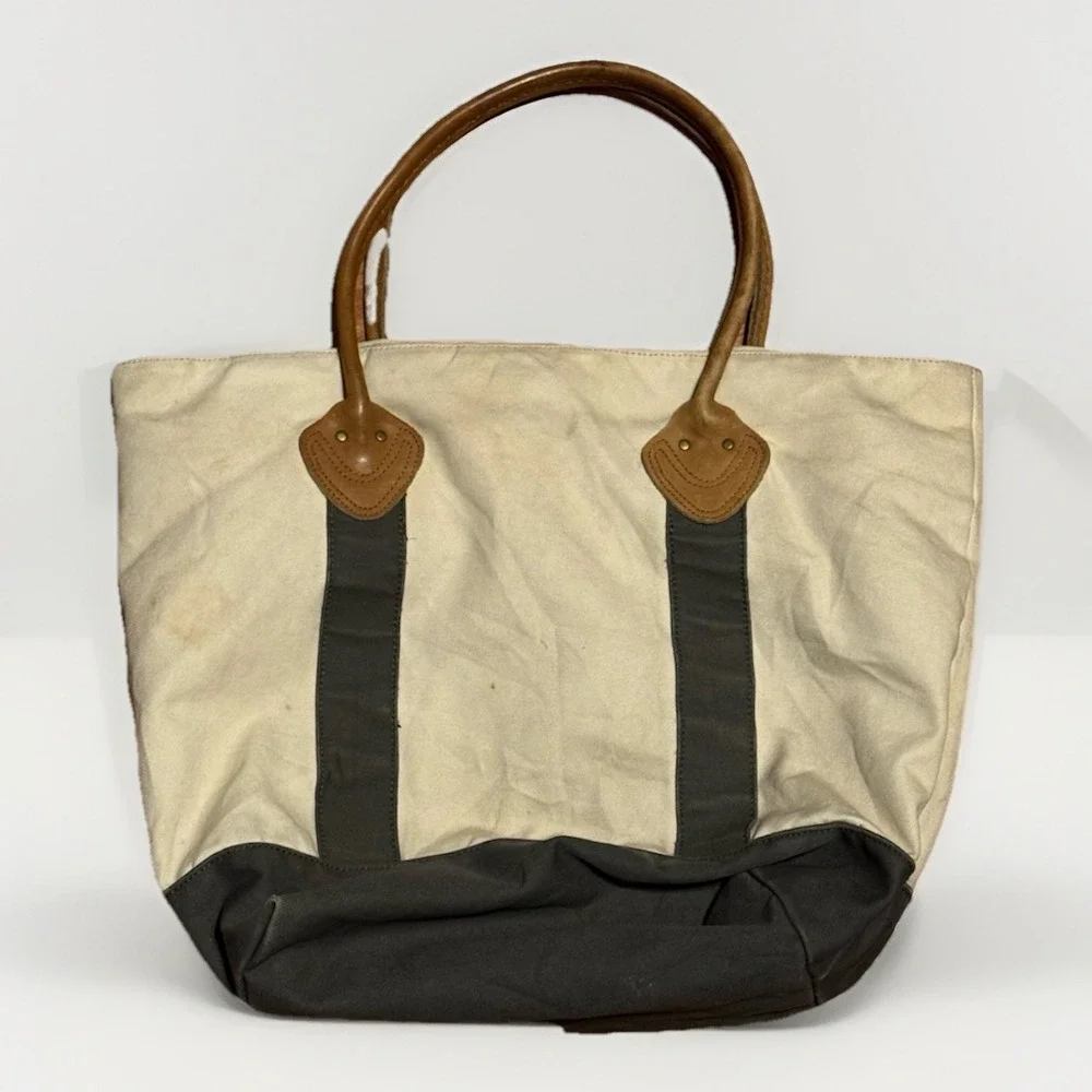 Vintage LL Bean Boat & Tote Bag Leather Plaid Flannel Lined Sailing Yacht Rare